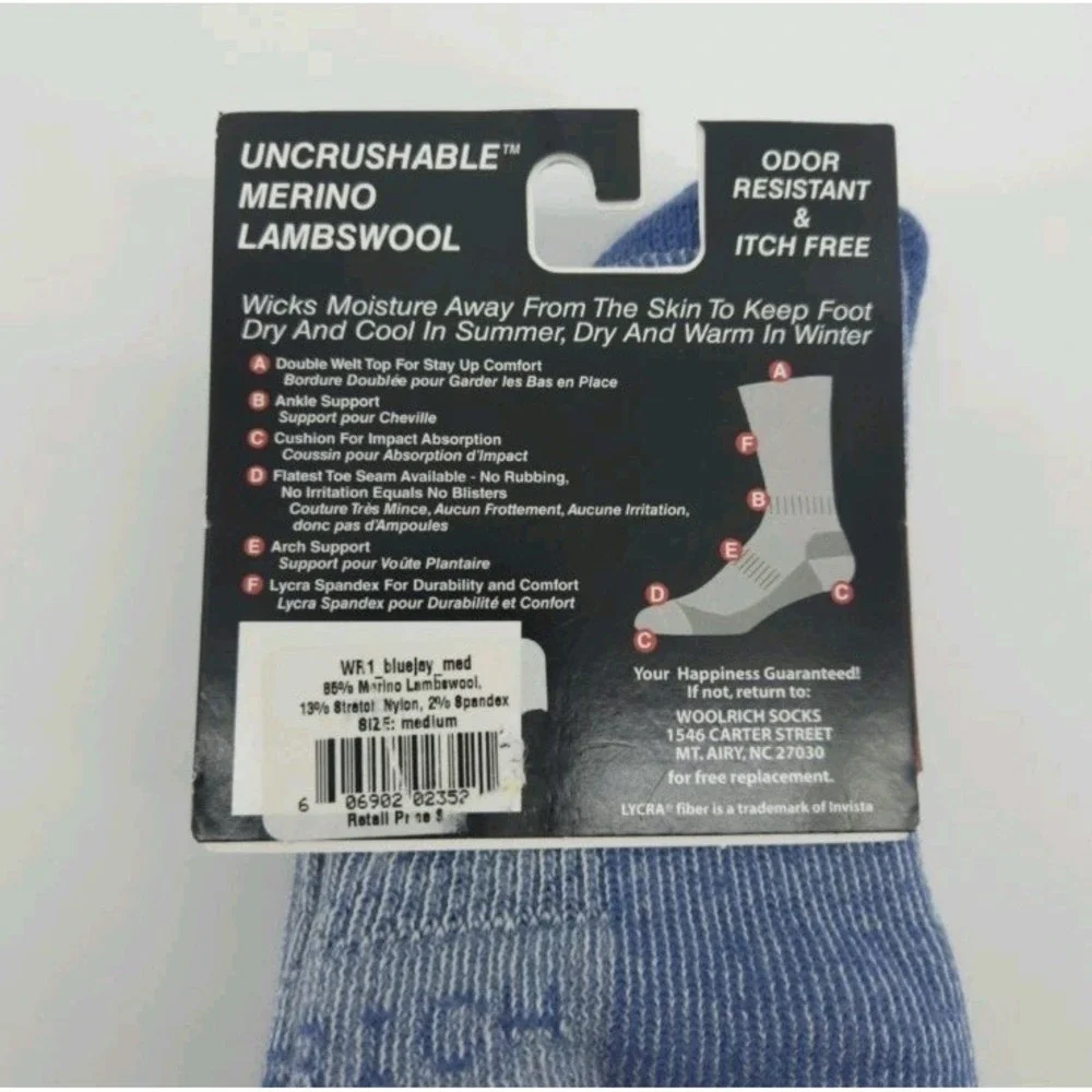 Woolrich Unisex  Ten Mile Day Hiking Series‎ Merino Lambswool Socks  / Medium